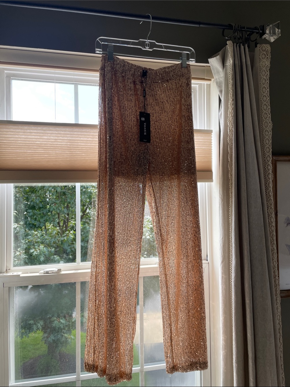 Sequin Wide-Leg Pants in Bronze